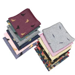 Bogenkleider Baumwolltasche Quadrat Vogelblatt Blumenmuster Brusttuch Hanky Gentlemen Hankies Herren Anzüge Taschentuch Druck Druck