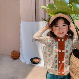 Pullover Girls Knitted Vest Sweater Female Baby Warm Thick Flower Cardigan Retro Vest Cashmere HKD230719