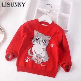 Pullover 2023 New Autumn Winter Children Clothing Kids Sweater Girls Sweater Baby Pullover Fashion Cartoon Cat Toddler Clothes 2-7y HKD230719