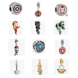The Avenger Hero Infinity Stones Ciondola Charm Perline d'argento per gioielli che fanno Fit Chairms 925 Pandora Bracciale Bangle Fashion Je305V