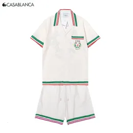 Męskie koszulki Casablanca Sports Jogging Zestaw wysokiej jakości BET Printing Pocket Condon Short Aloha koszula 230718