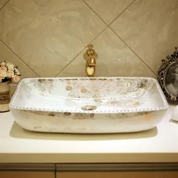 Прямоугольная форма в стиле Европы китайский раковина Washbasin Jingdezhen Art столешница керамическая раковина для ванной Керамическая раковина3432