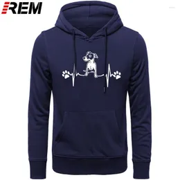 هوديز الرجال REM Jack Russell Heartbeat Men Long Sleeve Cotton Animal Funny Man Dog Clothirts Sweatshirts