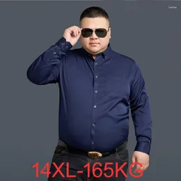 Erkekler Elbise Gömlek Sonbahar Bahar Erkekler Gömlek Uzun Kol Siyah Mavi İş Formal Büyük Boy Büyük Boy 10xl 12xl 14xl Ofis Düğün 70