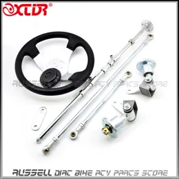 Alla terränghjul delar 168cc go karting kart atv front rost Gear Rack Joint Tie Rod Assy 5 Inch 6 Strut Knuckle Spindle Flange Wheel