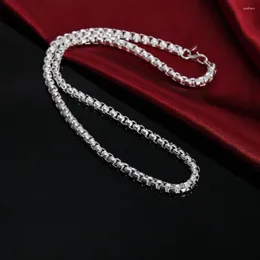 Correntes de prata esterlina 925 4 mm caixa redonda colares de corrente para homens e mulheres moda clássica joias 20/24 polegadas festa presentes de natal