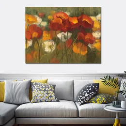 Abstract Flowers Canvas Art the Power of Red Ii Handmade Landscape Painting Modern Music Room Decor