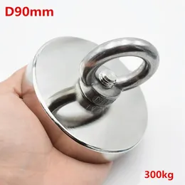 D90mm stark kraftfull rund Neodym Magnet Hook Salvage Fishing Magnet 300 kg Sea Equipment Holder Dra Montering 195g