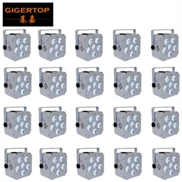 20XLOT White Aluminum Case Wireless Battery Powered 6x18W Square Sit Led Par Light RGBWA UV 6IN1 Color Mixing DMX 6 1224Y