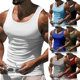 2023 europäischen und Amerikanischen Sommer Fitness Training Tank Top männer T-Shirts Einfarbig Mann der Dünne Racerback Weste Tees männlichen Stil