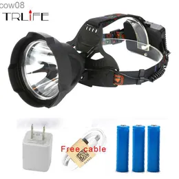 Headlamps Super bright Headlight USB Rechargeab D Headlamp Head Lamp Powerful Waterproof Outdoor Lighting Headlight by 3*18650 battery HKD230719