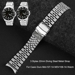 Watch Bands 3 Styles 22mm Diving Steel Metal Strap For Casio Duro Mdv107-1A MDV106-1A Watch Wristband Bracelet Watchband Replacement Parts 230718