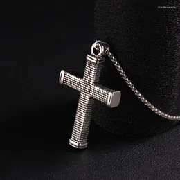 Colares com Pingente Joias Masculinas Bíblia Vintage Cruz de Jesus Pingentes de Aço Inoxidável Bizantino Colar de Corrente Longa para Homens Collar Hombre