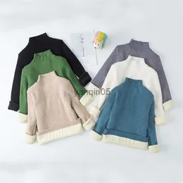 Pullover Euerdodo Autumn Children's Sweater Sticked Baby Girl Winter Clothes High Collar Boy tröja toppar Casual Baby Knitwear HKD230719