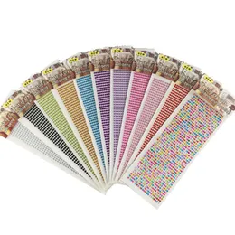 5pcs Lot 4mm 4mm acrylic hinestone sticker in strips diy strass stone use for decorating evely color for you select2306