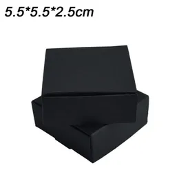 5 5x5 5x2 5cm küçük katlanabilir siyah kraft kağıt paketleme kutuları geri dönüştürülebilir hediye paketi kağıt kutuları yumuşak karton karton perakende 50pc240g