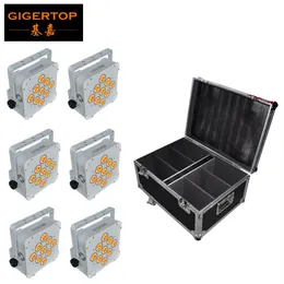 TIPTOP 9x18W 6in1 RGBWA UV-Akku, kabelloses LED-Par-Licht, weiß-schwarzes Eisengehäuse, optionales Aufladen, Roadcase-Verpackung229n