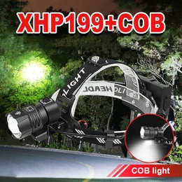 Headlamps 2022 Newest Upgrade XHP199 Powerful Headlamp Headlight 18650 High Power Head Flashlight XHP160 USB Rechargeab Head Lamp Lights HKD230719