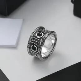 Hip hop masculino menino 925 prata marca original gravado g preto anel de carta de aço titânio anéis femininos designer de meninas festa de verão joias senhora presentes tamanho 6 7 8 9