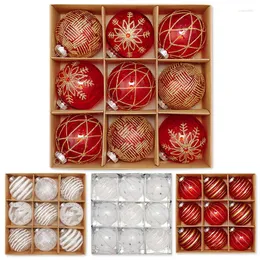 パーティーデコレーション9pcs 10cmビッグクリスマスボール粉砕プラスチッククリスマスの木の装飾ハングペンダントオーナメントホリデーウェディング
