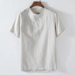Camicie casual da uomo Mens Cotton Linen Loose 2023 Summer Plain Solid T Shirt Camisas De Hombre Fashion O-Collo Camicetta Yoga Beach Tops