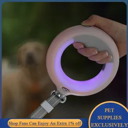 Obroże dla psów smyczy z latarką automatyczną wysuwaną nylonową linę holowniczką do średniego dużego przedłużenia kołnierza