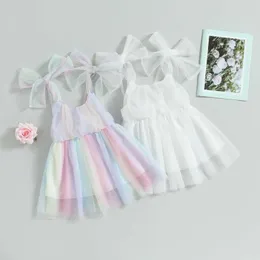 Abiti da ragazza ma baby 9M-6Y Bambino neonato Bambino Neonate Abito in tulle con fiocco Abiti da sposa per feste di compleanno per ragazze