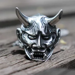 Charms Mens 316L Stal nierdzewna japoński gniew Hannya Ghost Mask Wisiant Naszyjnik punk Gothic Biker 2951