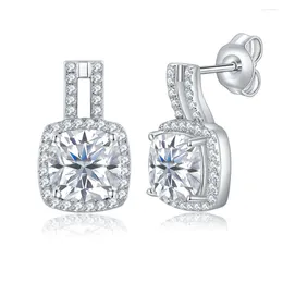 Kolczyki stadninowe M-JAJA 4CT Pełny moissanite dla kobiet 925 Srebrna poduszka srebrna Cut D Color Vvsi Lab Diamond Studs Wedding Jewelry