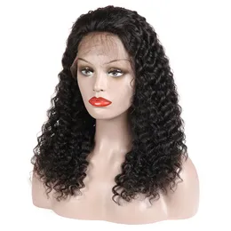 Whole Soft 1b# Natural Looking Black Kinky Curly Wigs 100% Brazilian Human Hair Lace Front Wigs For Black Women Natural Hair L305n