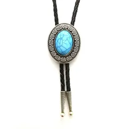 Bolo Ties Vintage Oval Turquoise Bolo Tie Wedding Party Fashion Jewelry Guest Gister Gift Accessories for Women Men Western Cowboy Unisex Necktie HKD230719