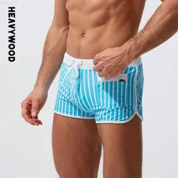 Shorts Masculino Heavywood Calção de Banho Masculino Ealstic Cintura Forro Nadar Surf Boxer Shorts de Fitness Drstring Bolso com Zíper Calça de Praia L230719