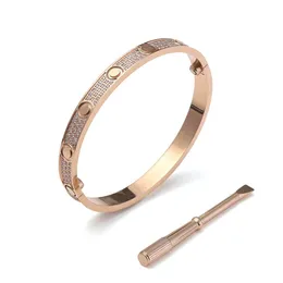 316L Titanium Steel Love Bracelet Silver Rose Gold Bracelet Women Men Screw Screwdriver 3lines Pave Comple