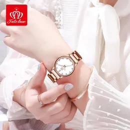 Armbandsur Ödet älskar kvinnors klockor vattentäta lysande rostfritt stål kvartsur med diamanter original