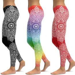 Li-fi mandala fitness yoga byxor kvinnor sport leggings träning löpande leggings sexig push up gym wear elastic smal byxor301o