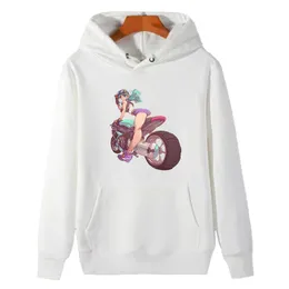 Herrtröjor tröjor anime sexig tjej japan japansk unisex grafisk huva skjorta vinter tjock tröja hoodie fleece 230718