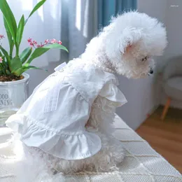 Abbigliamento per cani Lavabile Adorabile animale domestico Abito da sposa con orlo arricciato Accessori per maniche volanti con gattino senza dissolvenza