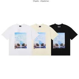 Herr t-shirts American Trendy Brand Kith New York Store Limited Sky Cloud Print Pure Cotton Casual Short Sleeved Mångstil Löst passande T-shirt