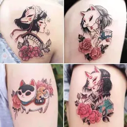 8st anime ins falska tatuering klistermärke vattentät tillfällig sjöman måne sjöjungfru blommarm för kvinna kroppsöverföring konst vatten söt