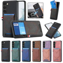 Samsung Galaxy S23 S20 S21 Plus S22 Ultra S20FE S21FE 자기 카드 슬롯 지갑 전화 케이스를위한 청바지 포켓 디자인 쉘