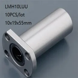 10PCSロットLMH10LUU 10mm線形ボールベアリングブッシング長い楕円形のフランジベアリング線形モーションベアリング3DプリンターパーツCNCルーター258F