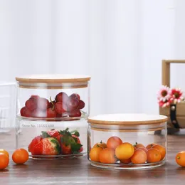 Wine Glasses Fruit Salad Bowl With Bamboo Lid Transparent High Borosilicate Glass Household Multi-layer Combination Storage Jar