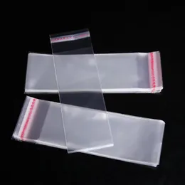 200 st 8 x 25 cm Clear Cello Cellophane påse självhäftande tätning transparent återförslutbar POY -plast smycken Förpackningsväskor324T