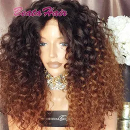 Bythair 150% densitet Två ton färg Human Hår peruk #1B #30 OBRE SOBE Front Wig Virgin Brazilian Full Lace With Baby Hairs Pre Plu295j