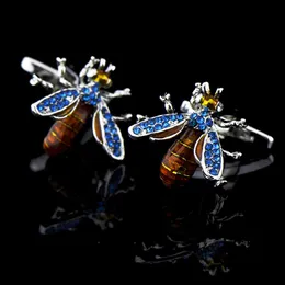 High-grade Men's Daily Blue Crystal Cufflink Trendy Personality Accessories Enamel French Shirts Business Cuff Links Gifts246v