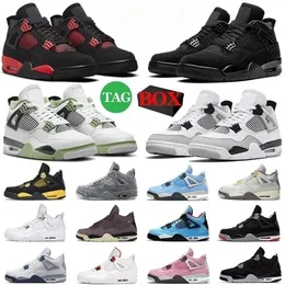 BOX 2023 Con Jumpman 4 Scarpe da basket da uomo Military Black Cat 4s Red Thunder Cement Canvas A Ma Maniere Seafoam Uomo Donna Scarpe da ginnastica Sport