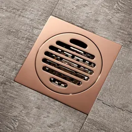 2021 New Drains Rose Gold Brass Shower Bathroom Deodorant Euro Square Floor Drain Strainer Cover Grate Waste Rkp2258B