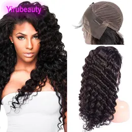 Brezilyalı bakire saç dantel ön peruk derin dalga önceden koparılmış doğal saç çizgisi 10-30 inç insan saçı bebek kılları remy curly333b