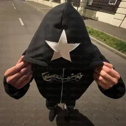 Zip up hoodie mode broderi stjärna grafik herr hoodies tröja gotisk sportrock långärmad överdimensionerad hoodie jacka jacka