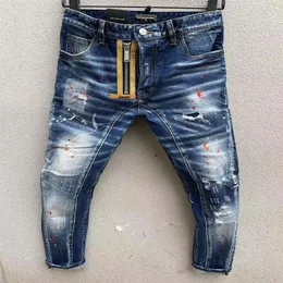 DSQ PHANTOM TURTLE Jeans Masculino Clássico Moda Jeans Hip Hop Rock Moto Masculino Design Casual Jeans Rasgados Acinturados 232 g